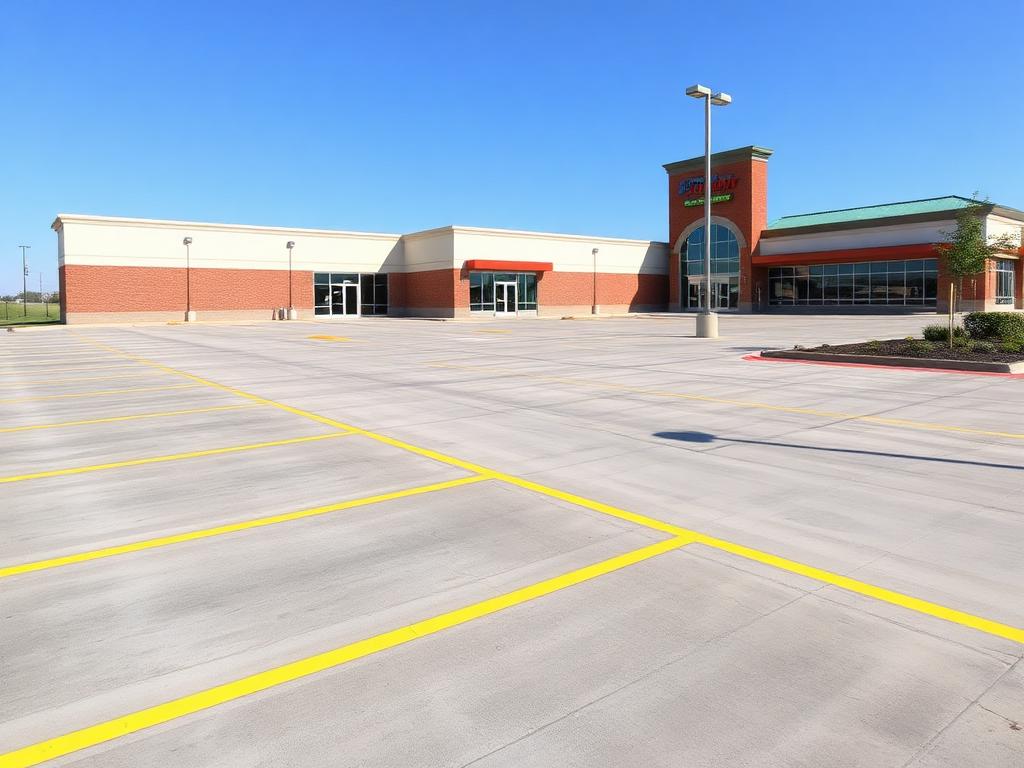 Illustration of a finished commercial concrete parking lot appearance