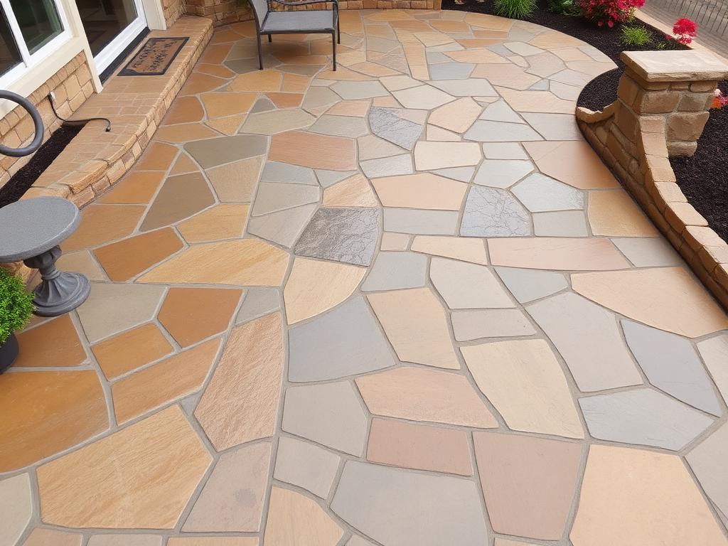 Stamped concrete patio with stone pattern in Ankeny, Iowa
