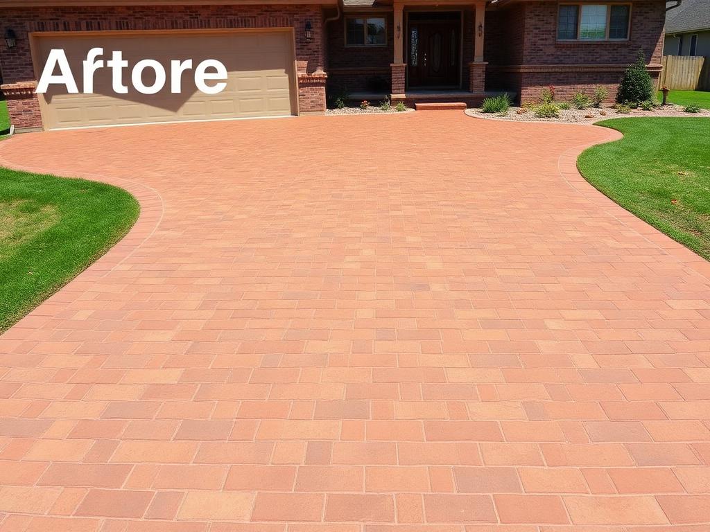 Illustration of a decorative stamped concrete driveway appearance