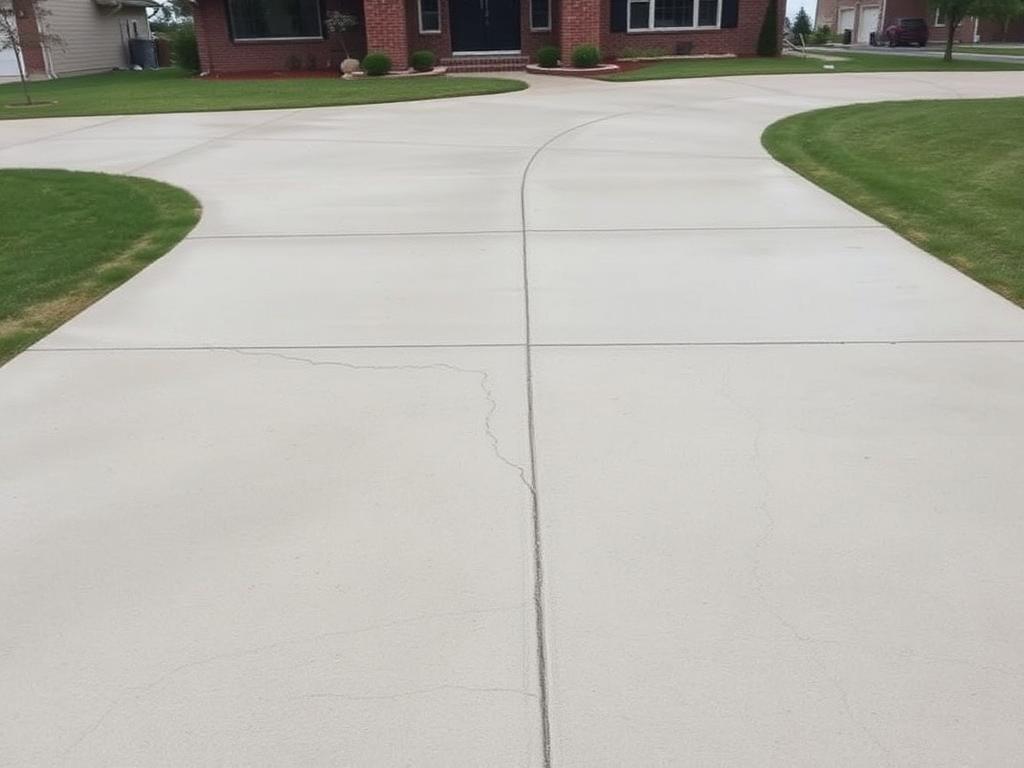 Illustration of a plain gray concrete driveway condition